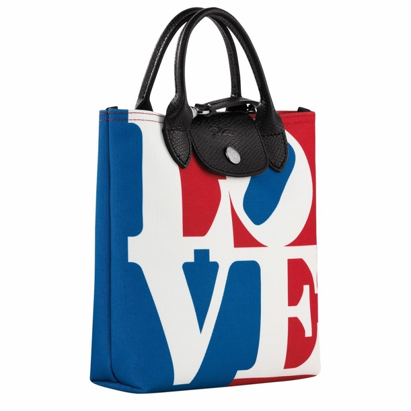 White Blue Longchamp Longchamp X Robert Indiana XS Men's Handbags